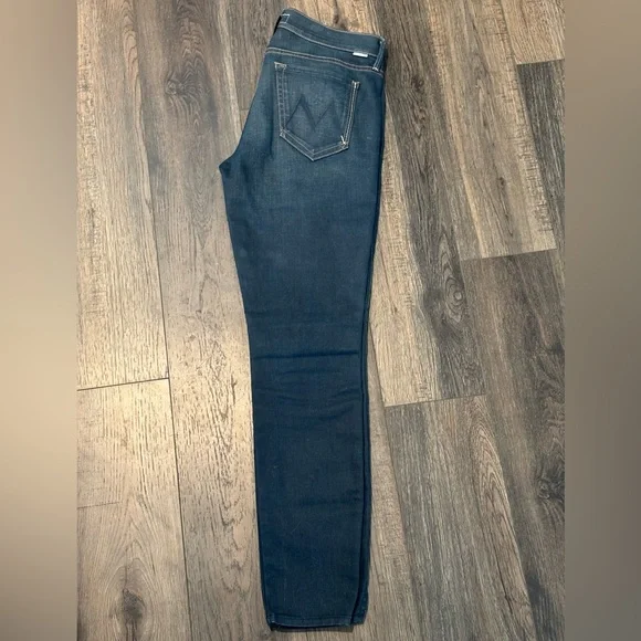 MOTHER The Vamp Gift Wrapped Dark Blue Cropped Jeans ankle slits - Picture 5 of 11